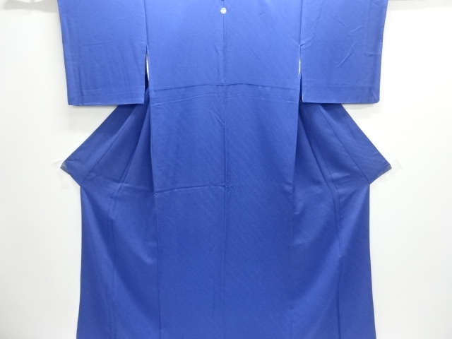 斜め縞模様織り出し一つ紋色無地着物